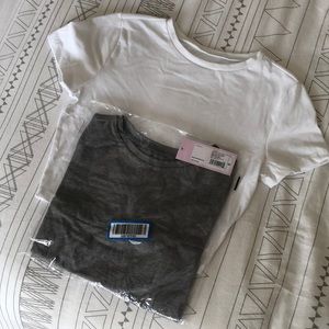 Bundle of 2 Cropped Crew Neck Tees NWOT